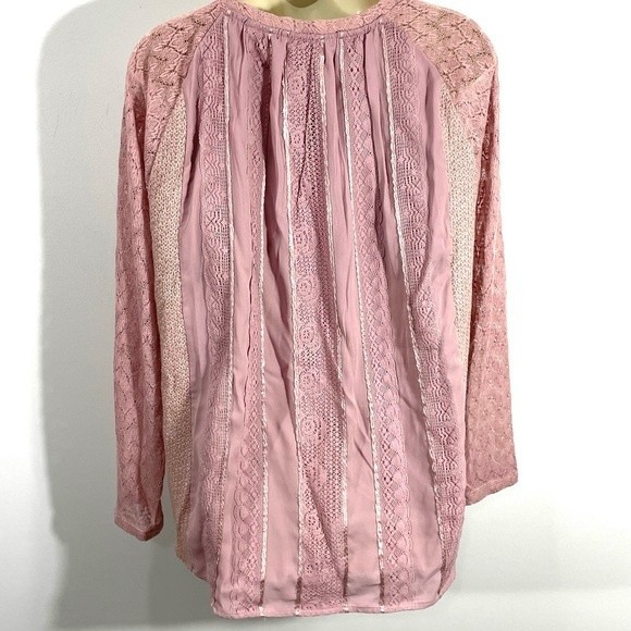 Anthropologie One September M Rosanella Lace Knit Blouse Top Pink - Picture 9 of 10